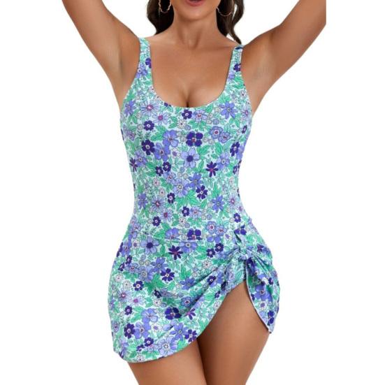 Женский цельный купальник с бретельками, сексуальный вырез, монокини с цветочным принтом, корректирующий живот, купальник для пляжа и бассейна