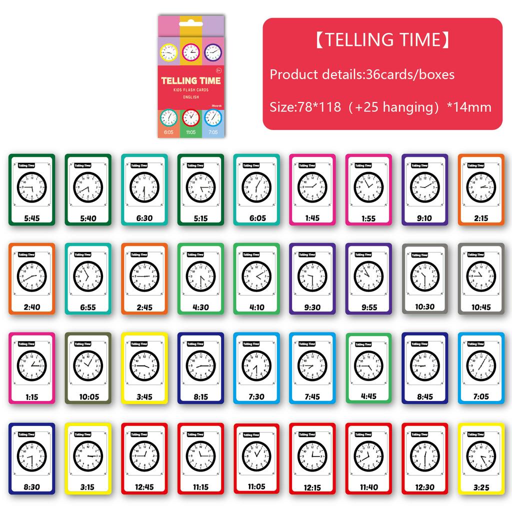 36PCS/Set Animal Shape Color Time Flash Card Kids Montessori Early Education Learning Educational Toys For Children Gifts