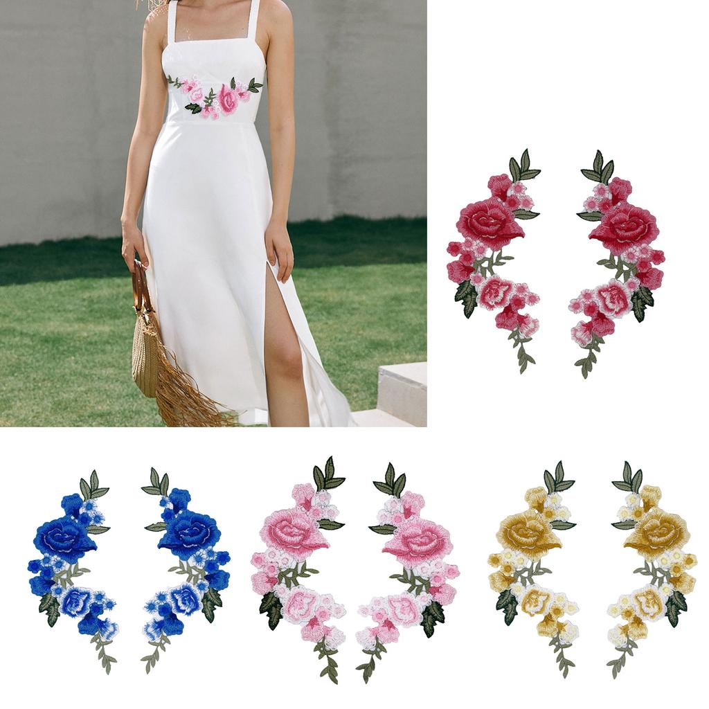 1 пара цветочных аппликаций из ткани, вышитых нашивок, нашивок с цветочной вышивкой для одежды, джинсов, курток, украшений