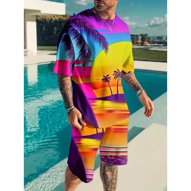 Футболка с коротким рукавом с принтом «Король Лев» 3D, шорты, комплект из 2 предметов, летняя мужская мода, уличная мода, повседневный костюм с коротким рукавом