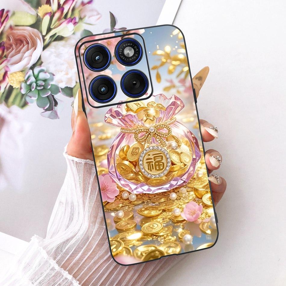 For Motorola Edge 70 Cute Flower Butterfly Cat Painted Case For Motorola Moto X70 Air Edge70 5G Black Silicone Soft Phone Cases