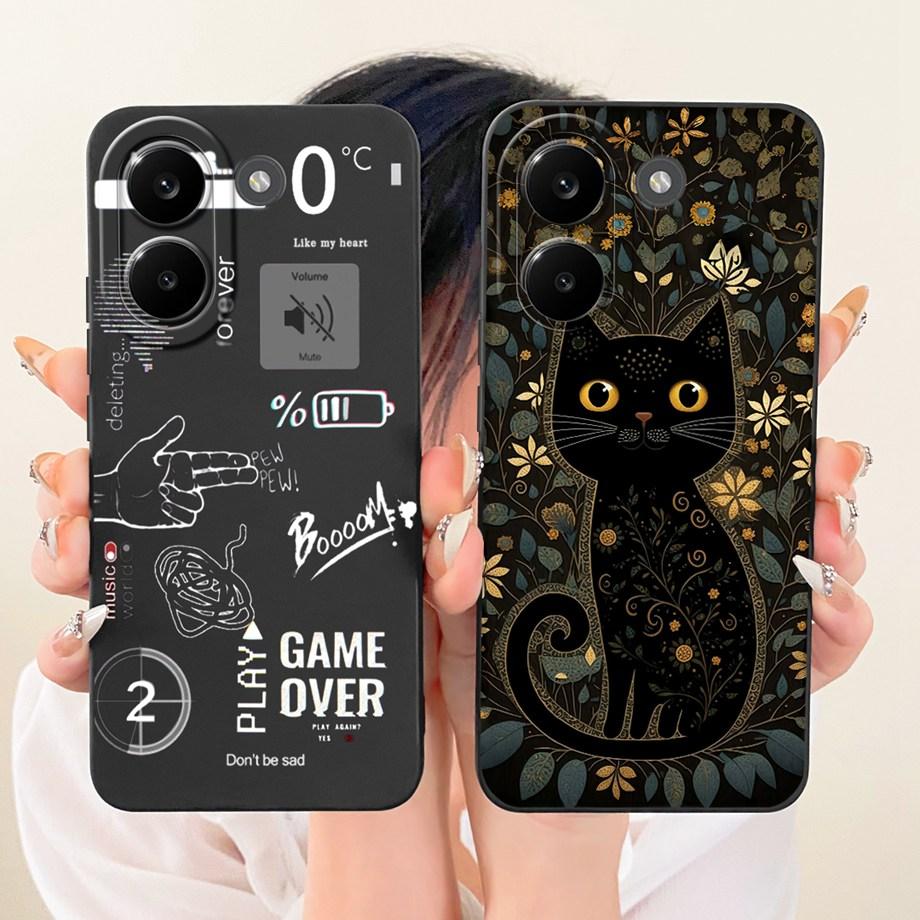 Милый мультяшный черный кот дракон Мягкий силиконовый чехол для Xiaomi Poco X8 Pro Max Redmi Turbo 5 Max Защитный чехол для телефона Ударопрочный чехол Coque