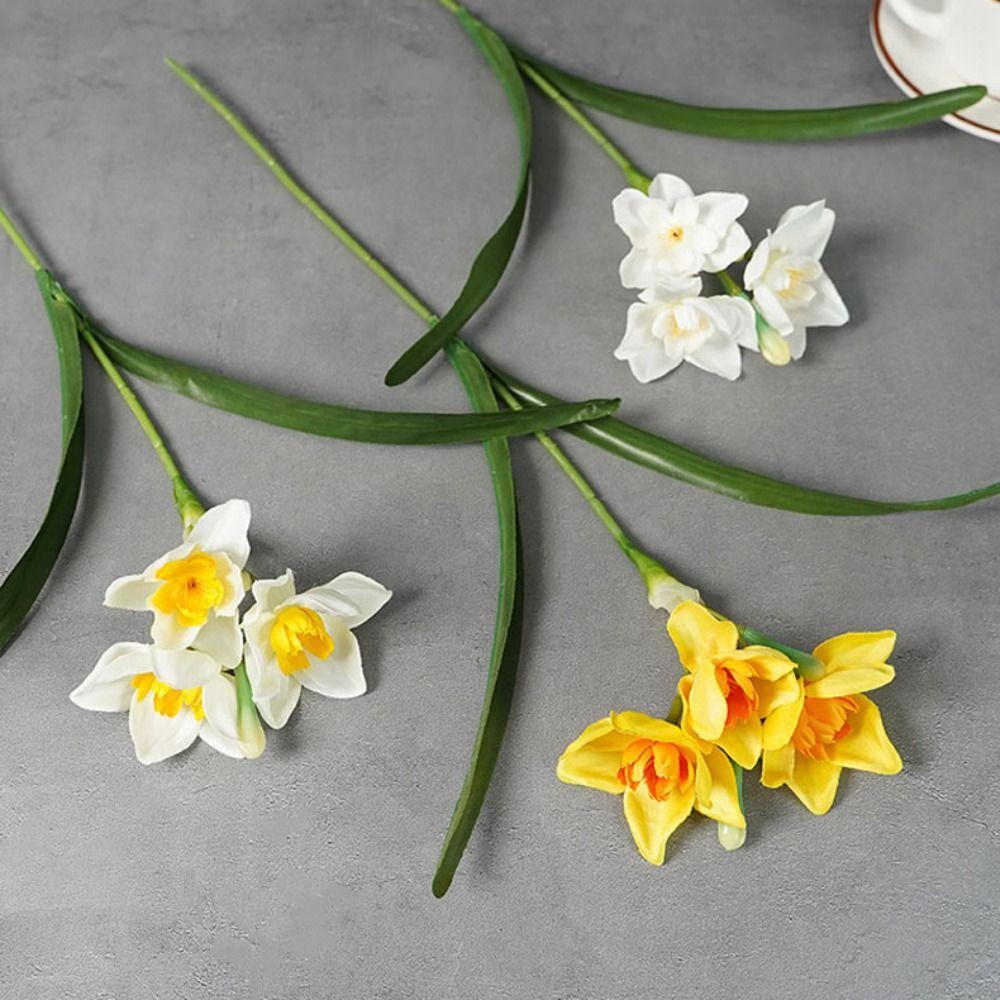 Искусственные цветы нарцисса Real Touch, искусственный букет из шелковых цветов, украшение для дома