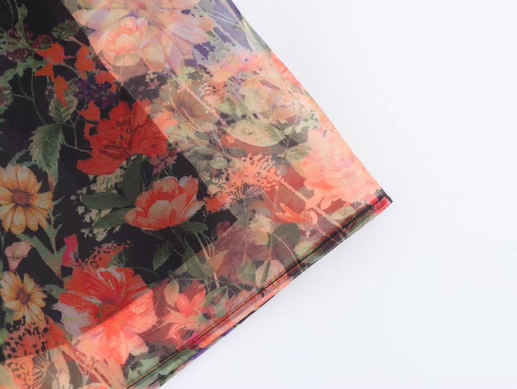 2025 Spring Women's Fashion Puff Sleeve Dress with 3D Floral Decoration