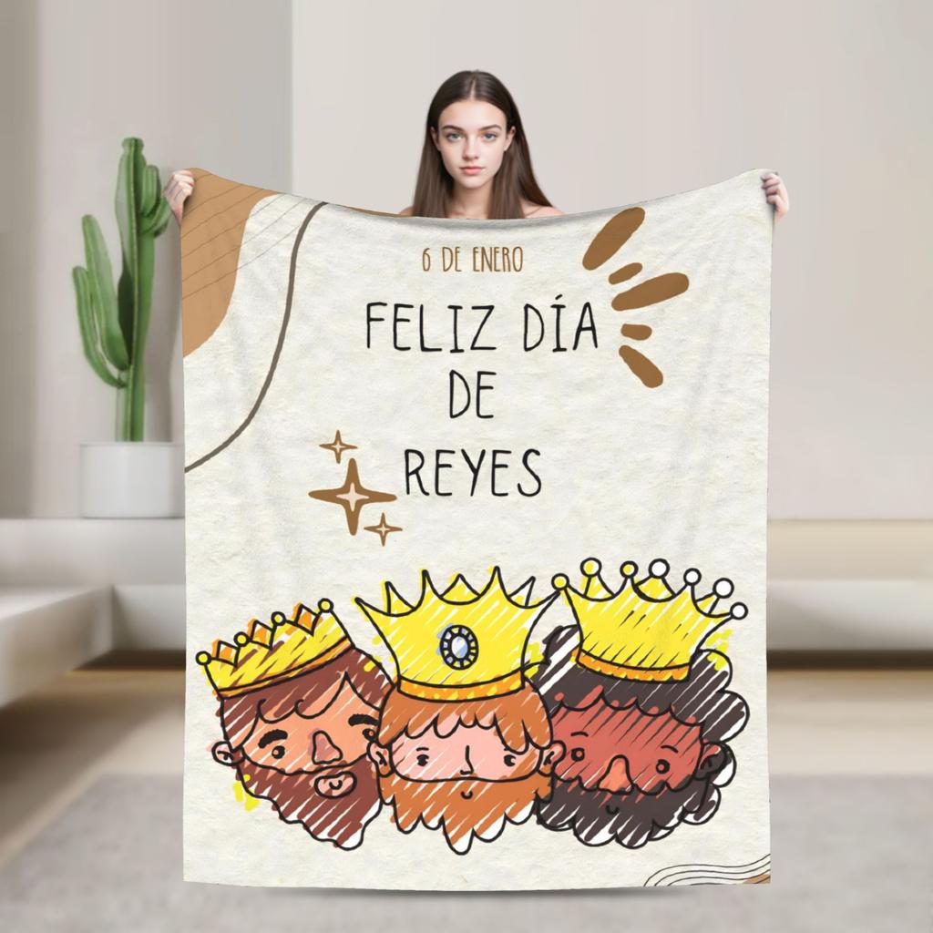 Día de los Reyes Magos Throw Blanket for Couch Fuzzy Soft Plush Blanket 50x60 Inches Multi-size Bedspread for All Seasons