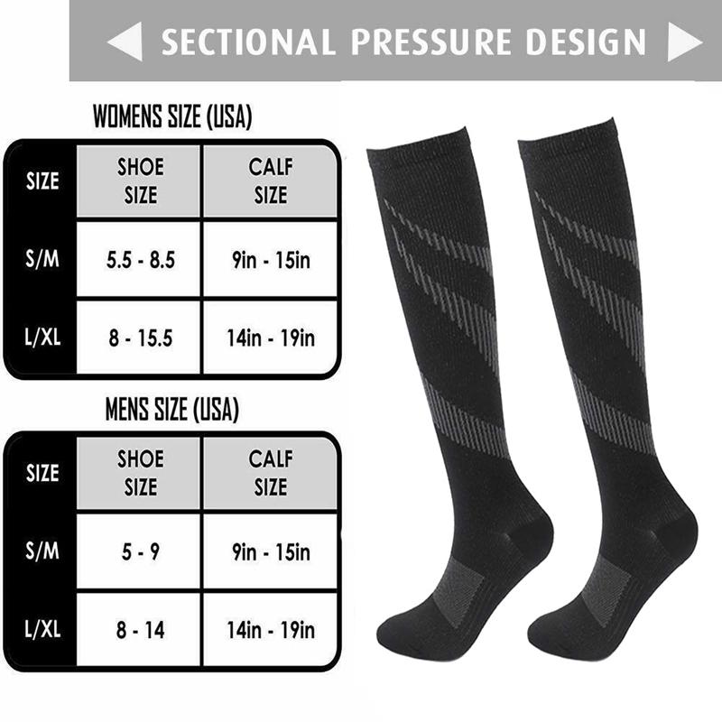 Compression Socks Running Varicose Veins Nurse Bicycle Diabetes Natural Hiking Gift Men's Knee Socks Basketball Football Travel