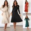 Knitted Dress Big Swing Dress Base Sweater Dress Slimming High Waist Bubble Long Sleeve Mid-Length