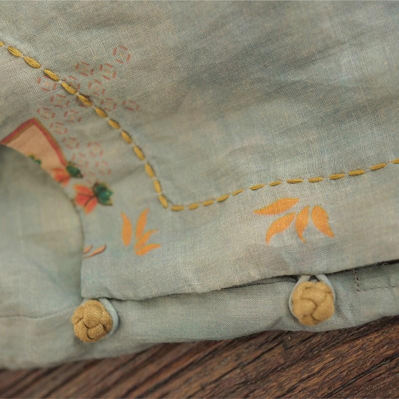 Johnature Женские винтажные рубашки с цветочным принтом, топы, весенние блузки Ramie с девятью рукавами, женские рубашки на пуговицах