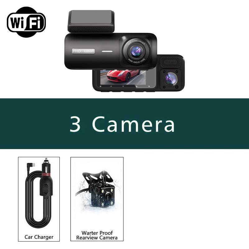 3 Channel Dash Cam for Car 1080P Video Recorder WIFI APP Dashcam Car DVR Front and Rear View Camera Night Vision car accessory