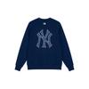 MLB SS24 Нью-Йорк Янкис Однотонный Логотип Свободный Покрой Спортивная Кофта с Круглым Вырезом Толстовка для Ранней Весны Унисекс Толстовка Темно-Синий 3AMTM0341-50NYS