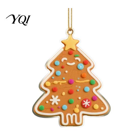 Holiday Gift for Family Friends Gingerbread Christmas Tree Pendant, Double-sided Acrylic Hanging Ornament Xmas Party Home Decor Supplies And