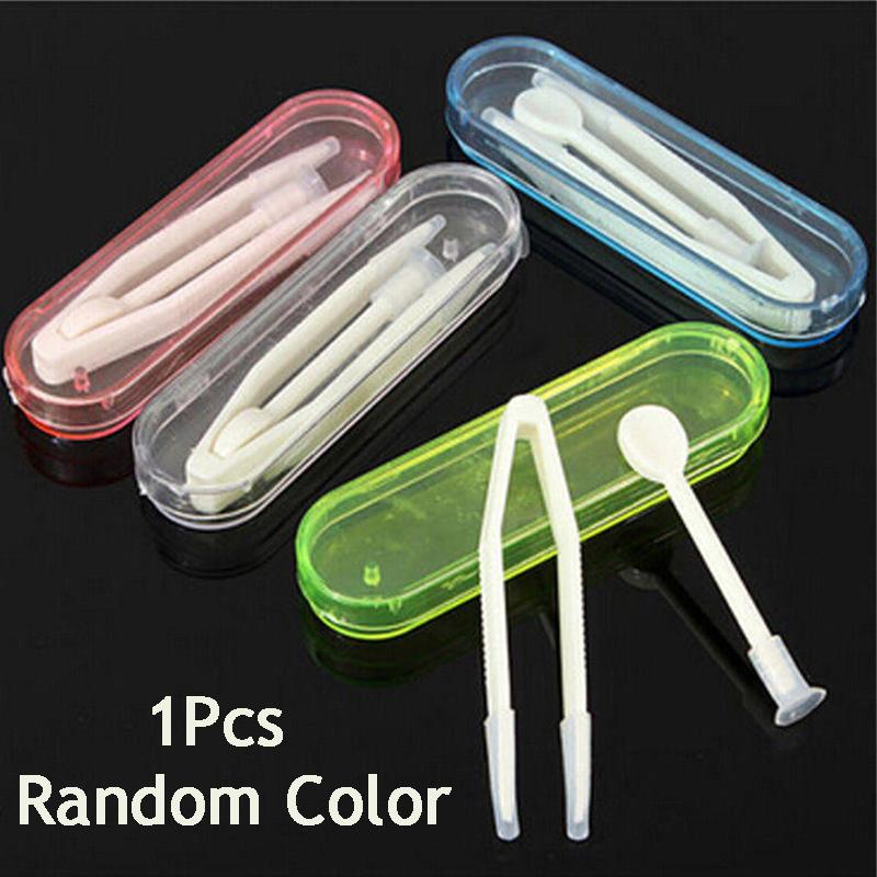 Многоцветные полупрозрачные контактные линзы случайного цвета пинцет 1 шт. удобный футляр для хранения с присоской ручной работы