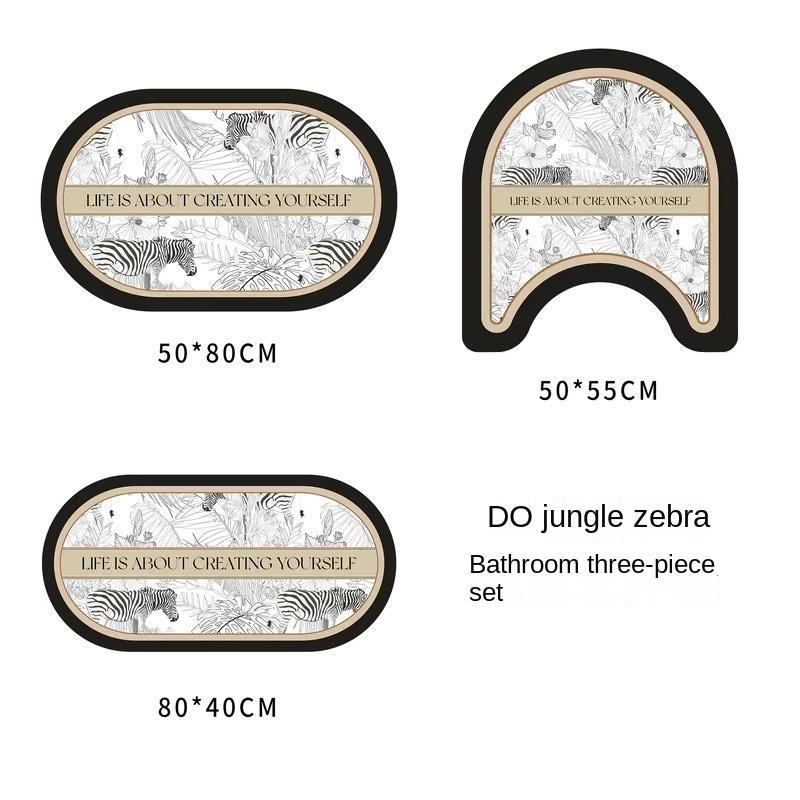 Коврик для пола в стиле ретро для ванной комнаты с диатомовой грязью, состоящий из трех частей, U-образный коврик для унитаза, впитывающий нескользящий коврик для ног, коврик для входной двери