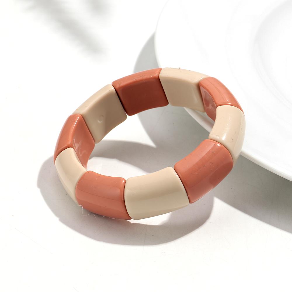 Retro Acrylic Geometric Elastic Bracelets for Women Men New Trendy Acrylic Beads Wide Bracelet Bangle Autumn Winter Jewelry Gift