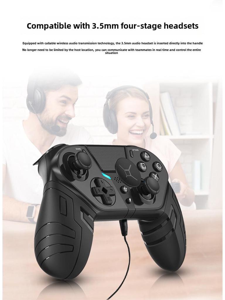 Wireless PS4 Game Controller with Somatosensory Vibration, One-Button Burst, Macro Programming, Bluetooth Connectivity for Mobile/PC/PS4.