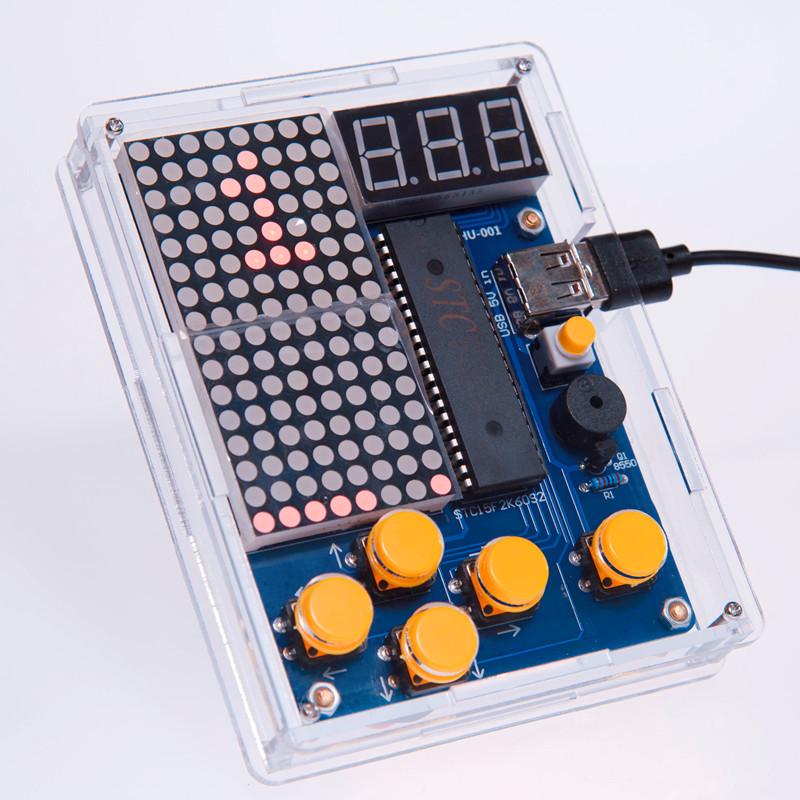 DIY Pixel Game Console Kit with Tetris - 51 Microcontroller & Loose Parts (Model HU-001)