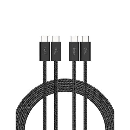Belkin USB-C на USB-C 240 Вт Плетеный кабель для зарядки 1,5 м Черный 2 шт.