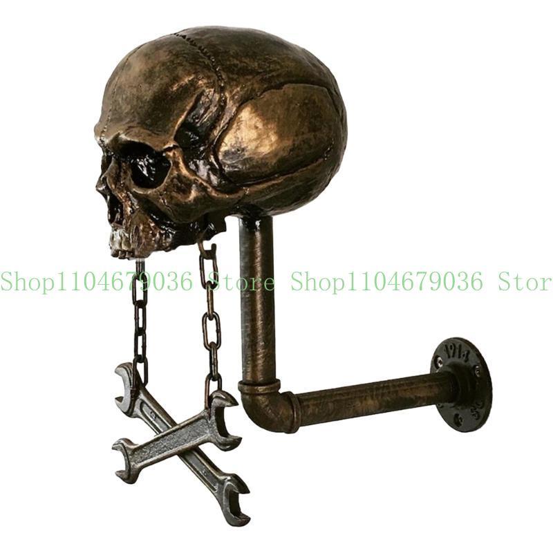 652F Motorbike Helmet Holder Wall Mount Helmet Rack Skull Helmet Stand Skull Head Holder for Coat Wall Decorations