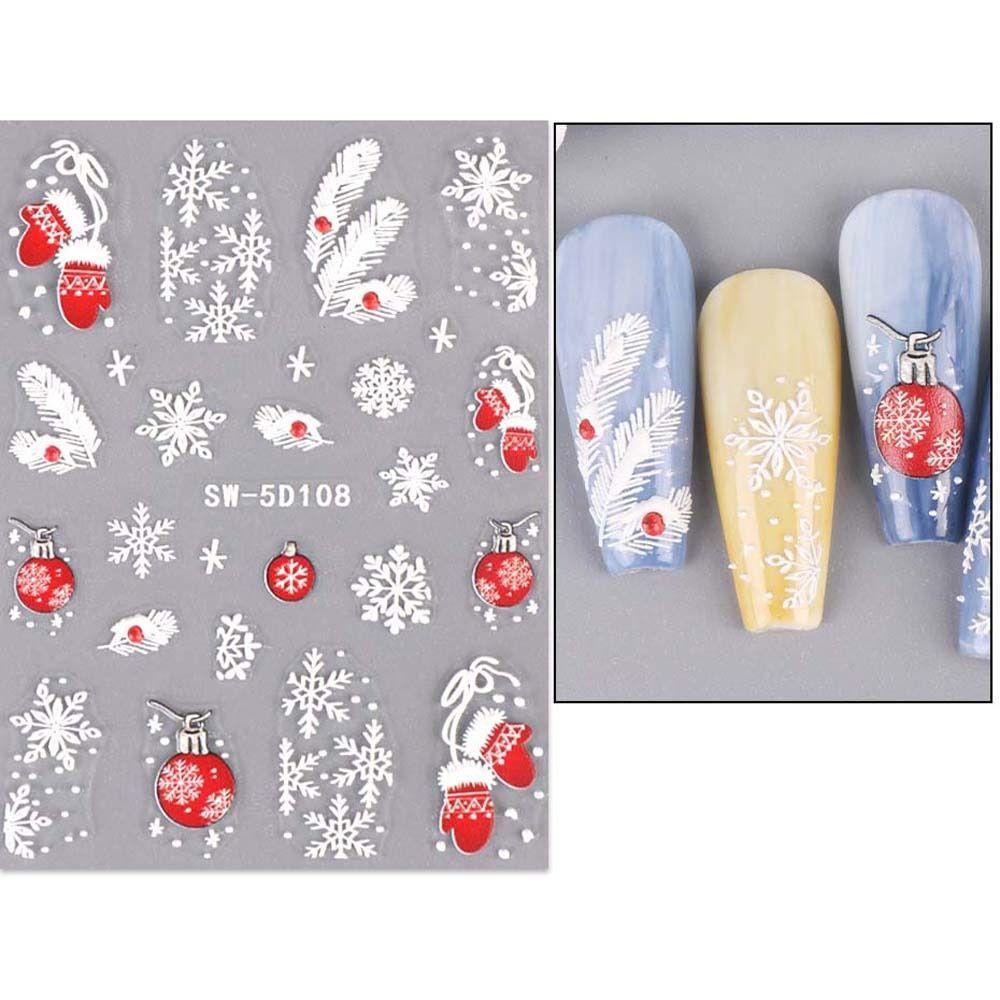 Manicure Ornaments Christmas Nail Stickers DIY Nail Charms Christmas Nail Decals Colorful   Lady
