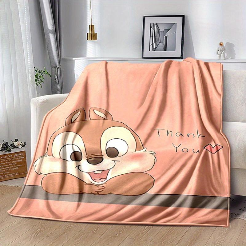 1pc,Thank You Cute Chipmunk Throw Blanket Soft & Cozy Fleece Blanket for Home Decor, Couch Cover, Travel