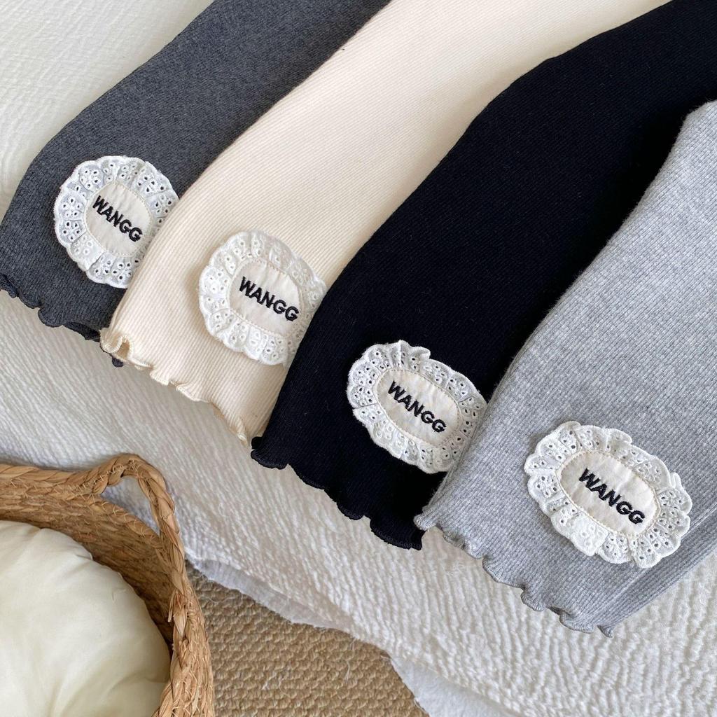 2025 Новый Осенний Стиль Леггинсы Однотонные с Латками на Коленях для Девочек Ясельного Возраста: Модная и универсальная верхняя одежда и брюки