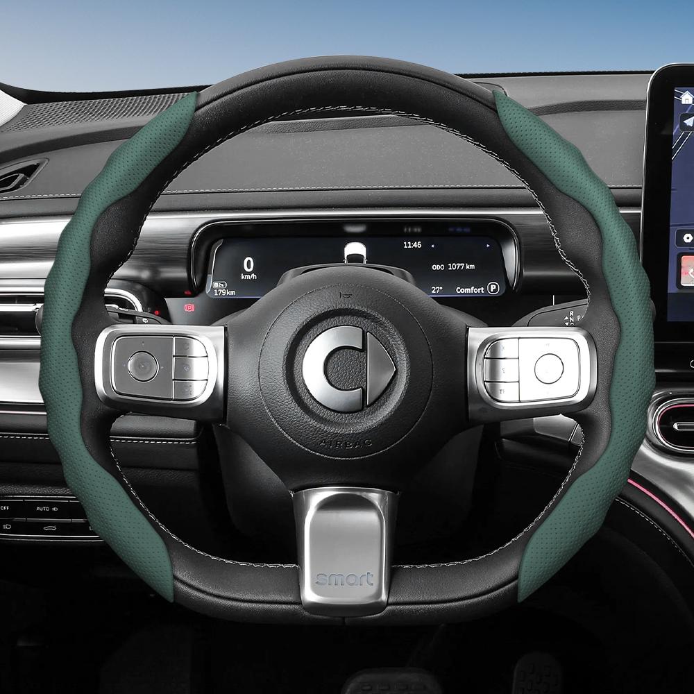vcxja9 Suitable for Smart Steering Wheel Cover with Wavy Sports Design, Breathable Leather, Segmented Non-Slip Sweat-Absorbing Steering Wheel