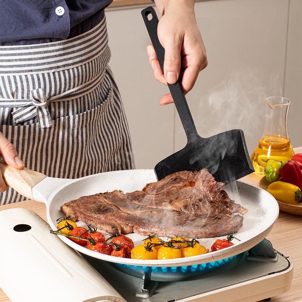 Heat Resistant Silicone Japanese Omelet Spatula Anti-scalding Extended Handle Pancake Scraper Hanging Hole Widening Shovel Head