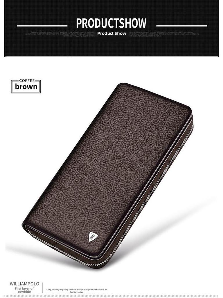 Мужской длинный кошелек из натуральной кожи King Paul - держатель для нескольких карт с клатчем большой емкости