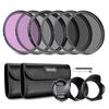 NEEWER 46mm ND Filter and ND8 Filters with Rubber Lens Hood and Lens Compatible with DSLR and Universal 46mm Set UV, CPL, FLD, ND2, ND4, Caps.