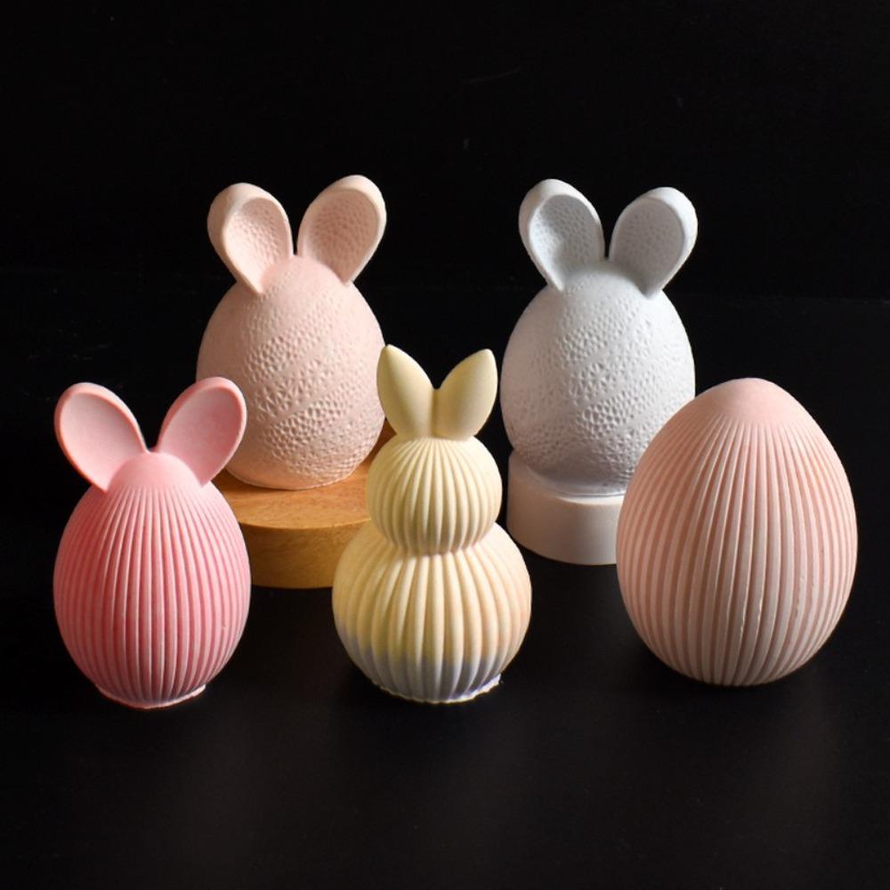 Silicone Candle Mold Easter Bunny Ornament Craft Creative Plaster Mold Home Decor