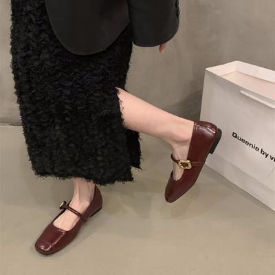 Туфли Мэри Джейн черные на плоской подошве женские туфли 2025 новые французские красные вечерние туфли Мэри Джейн