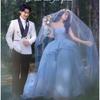Clothing Color Yarn Tube Top Mori Couple Blue Wedding Dress Trailing Flower Lawn New Dress