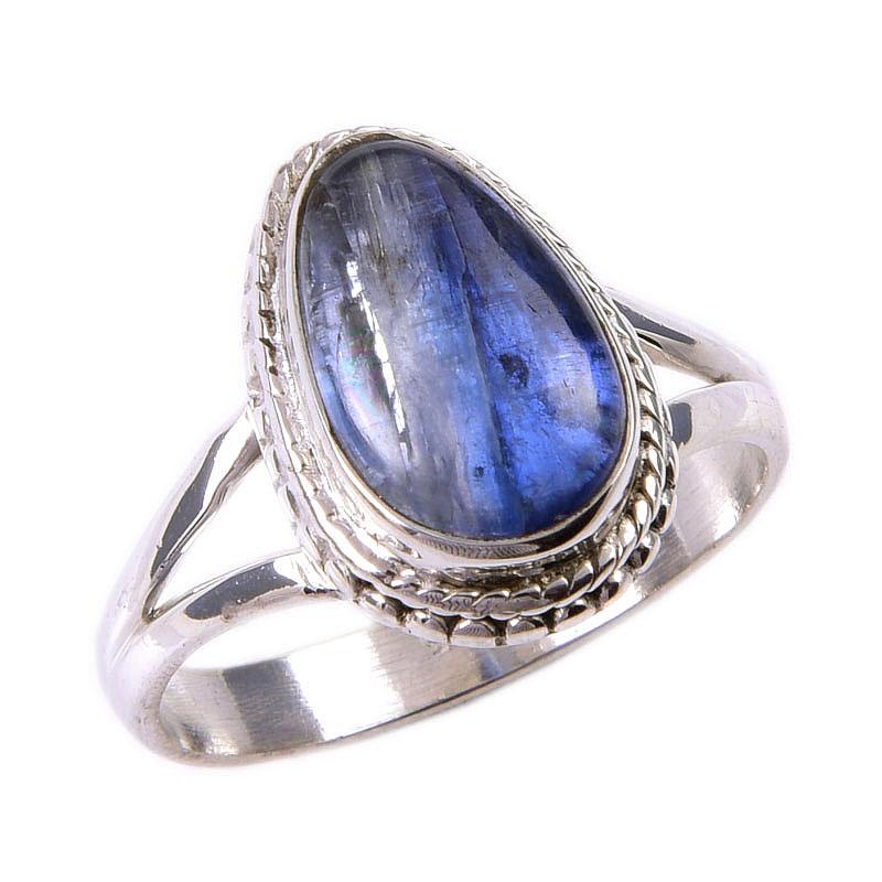 Натуральный кианит драгоценный камень ручной работы 925 пробы стерлинговое серебро подарочное кольцо S.8 r1e47