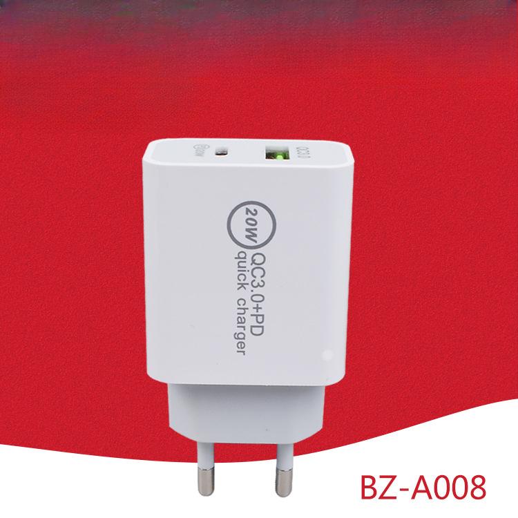 Новое зарядное устройство PD20W для быстрой зарядки, сертифицированное в США, с двумя портами QC3.0, зарядная головка для мобильного телефона, сертифицированный в Европе адаптер