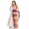 Winter Female Lattice Imitation Cashmere Scarf for Women Thick Warm Pashmina Bufanda Shawl Rainbow Tassel Echarpe Poncho Stoles