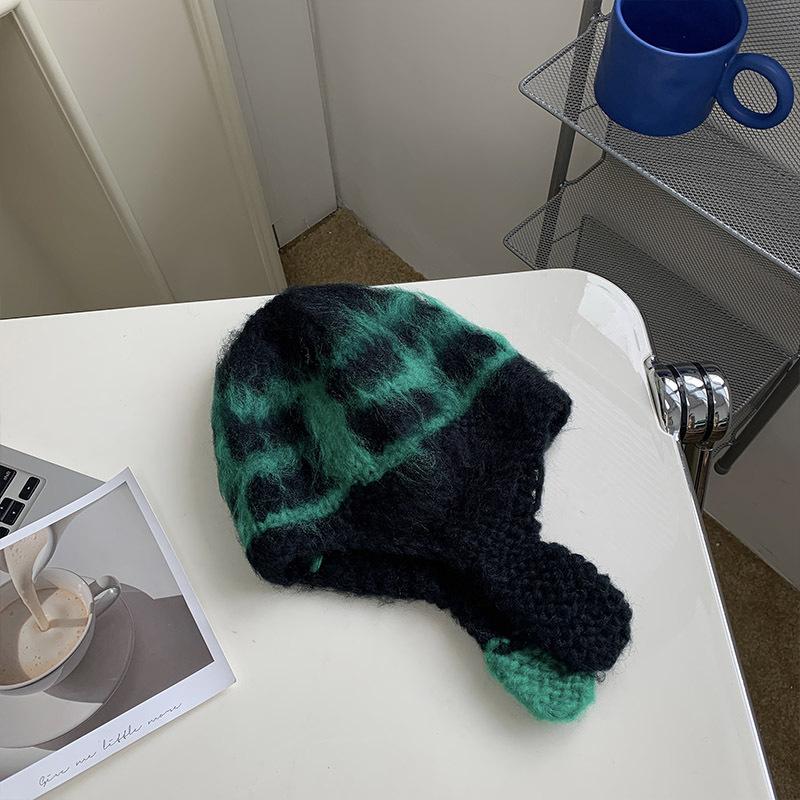 Mohair Racking Flying Hat Women Korean Knitted Hat Warm Wool Hat Ear Protection Ski Hat