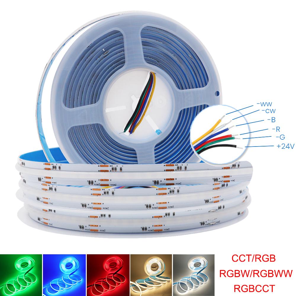 24V RGBCCT/RGB/RGBW/RGBWW COB LED Strip Light DC 12V 784 840LEDs/m High Density Dotless FOB Flex LED Tape Ribbon Lights Bar