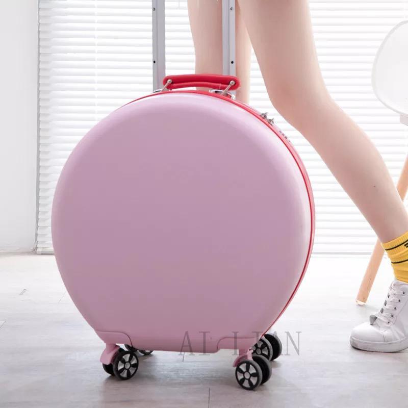 18 Inch Carry On Travel Suitcase Set Cabin Rolling Luggage Bag Trolley Suitcase Case Women Girls Kids Rounded Luggage Set Wheels