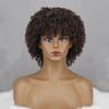 Afro Women Synthetic Fiber Black Brown Grey Kinky Curly Wig with Bangs African Short Curly Wig Cosplay