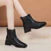 New Women Chunky Ankle Shoes 2024 Winter Mid Heels Chelsea Boots Designer Square Toe Boots Pumps Zipper Walking Trend Snow Botas