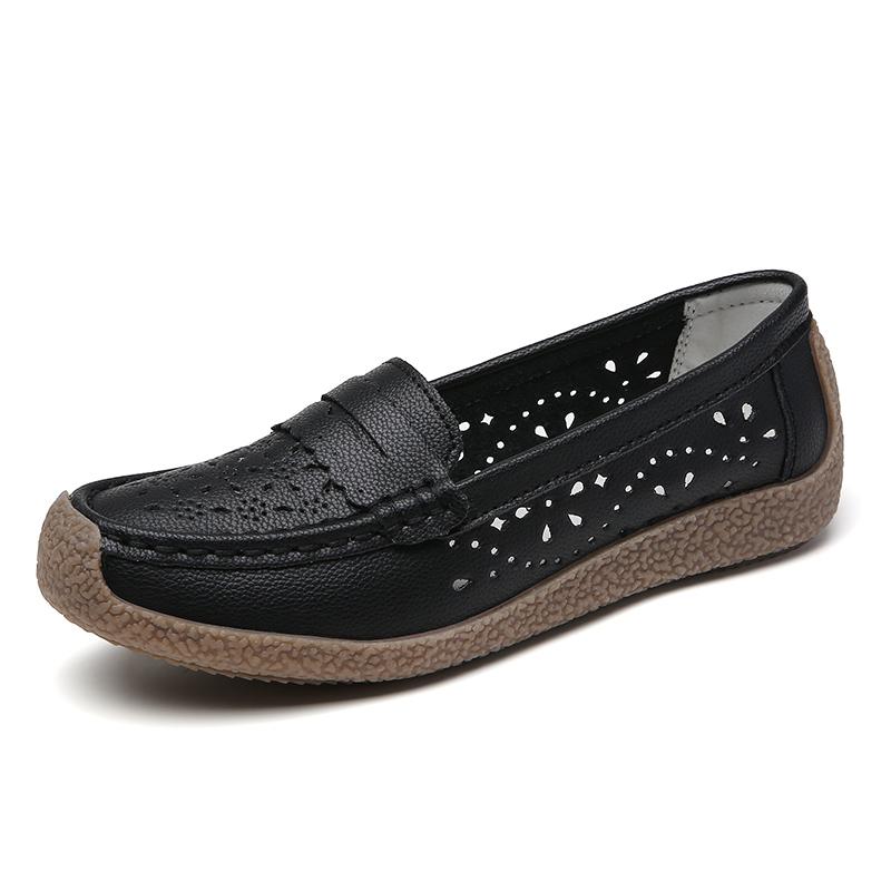Модные женские туфли большого размера на весну и лето, новые дышащие, нескользящие, удобные, легкие, прогулочные мокасины на мягкой подошве из кожи