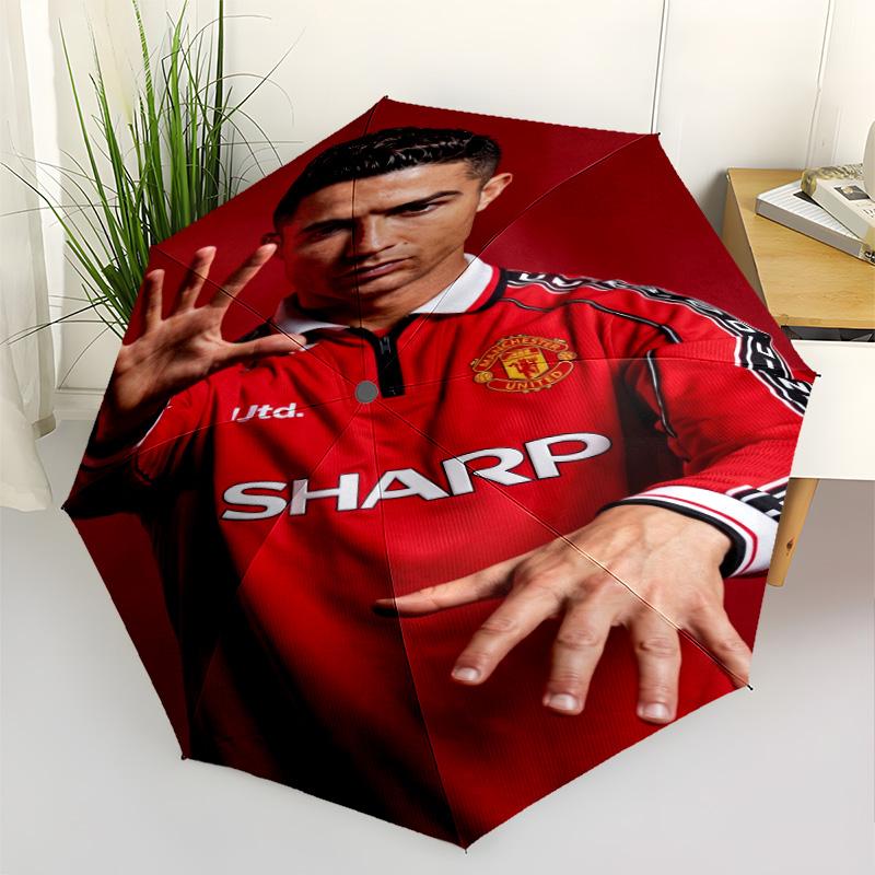 Football Player Action Automatic Umbrella Compact & Durable 8-Rib Design Lightweight All-Season Umbrella for Travel Vibrant Pattern Umbrella