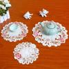 Rose Flower Pattern for Dining Table Embroidery Craft Lace Fabric Coaster Doily Placemat Cup Pad