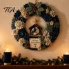 Decorative Poke Art Wreath DIY Christmas Kit, 3D Fabric Santa Snowman Elk Xmas Tree Set, Holiday Front Door Decor Crafts