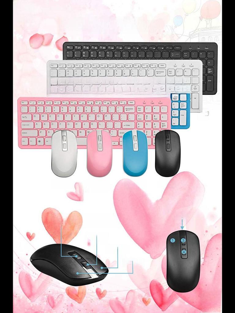 Комплект беспроводной клавиатуры и мыши 2.4G - универсальный для ноутбука, настольного компьютера, Smart TV, дизайн Chocolate