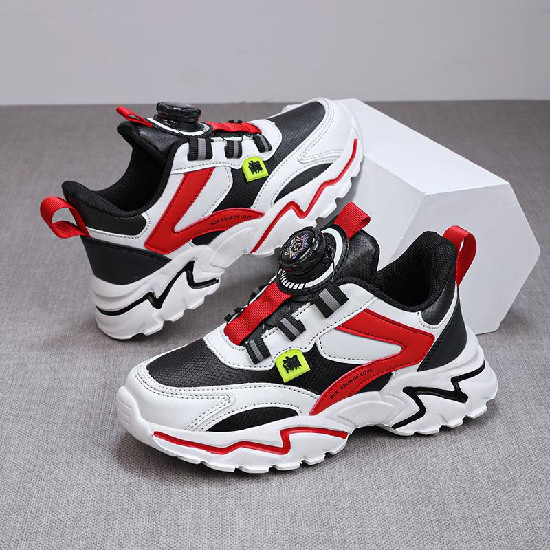 Kid's Sneakers Girls' Sports Shoes Fashionable Boys' Sports Shoes Fast and Convenient Rotating Button Sports Shoes