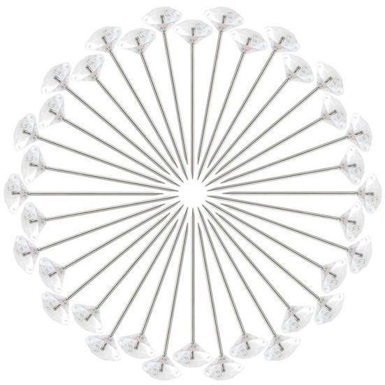 100 шт./кор., прозрачные булавки для букета из искусственного бриллианта, вуаль, булавки для корсажа, элегантные бутоньерки, прямые булавки с цветочным рисунком, сделай сам, ремесло