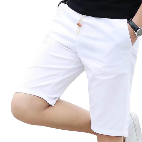 Мужские повседневные шорты-карго с эластичной завязкой на талии и карманами, повседневные шорты, однотонные прямые шорты до колена, уличная одежда