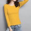 Женские облегающие однотонные футболки с длинным рукавом - Топы с круглым вырезом на весну/осень