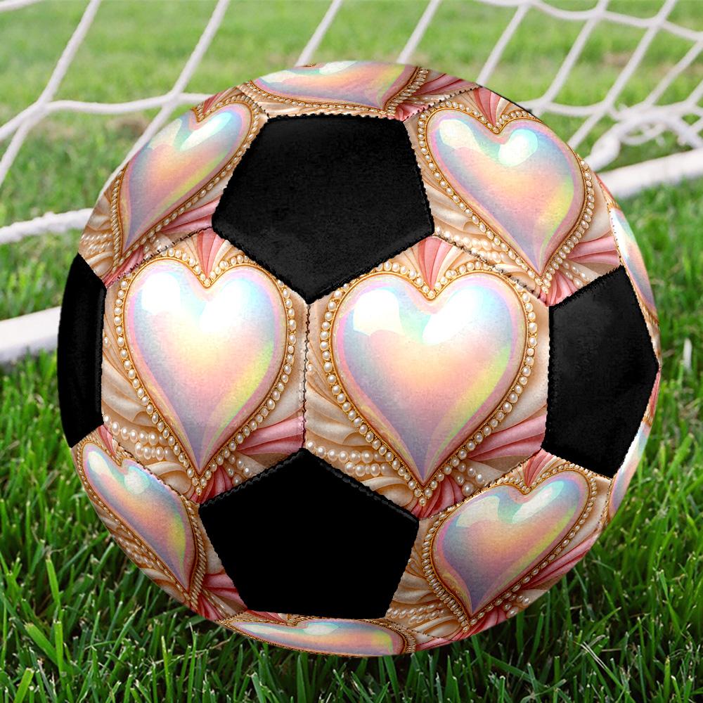 Heart Indoor Soccer Ball Colorful Machine Stitched PVC Size 5 Team Training Competition Ready Durable High-Bounce Cool Sports Gift